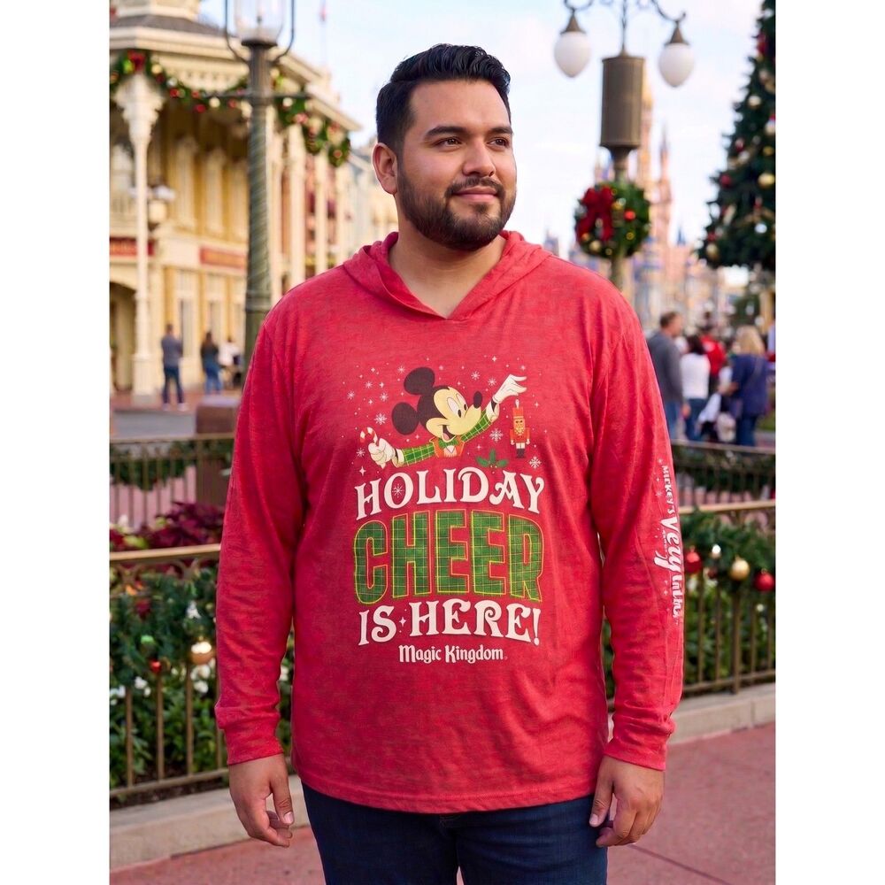 Disney Parks Red Mickey Mouse Holiday Hoodie XXL 2018